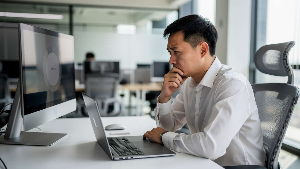 Office worker frustrated by slow IT connectivity in China