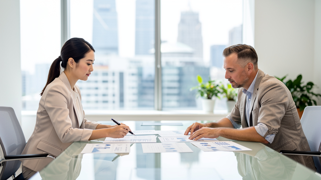 Cross-cultural business meeting evaluating IT partner in China