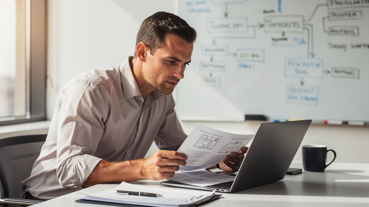 IT engineer reviewing documents highlighting hiring costs and risks