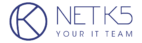 Logo for NETK5, featuring a stylized 