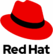 A red fedora hat with a black band, tilted to the right, on a transparent background.